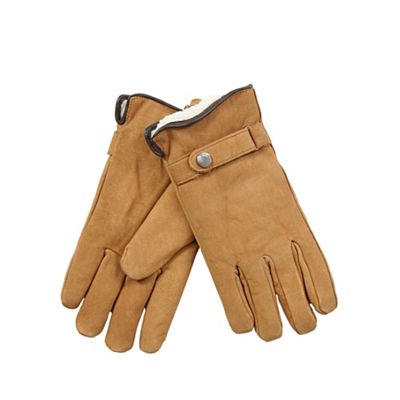 Tan fleece lined leather gloves